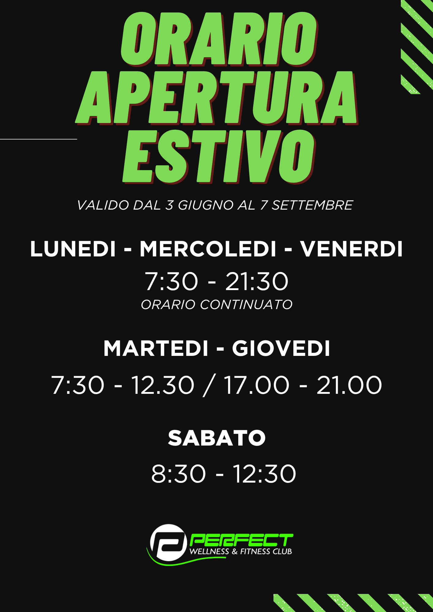 Orario Apertura Estivo - Palestra Perfect